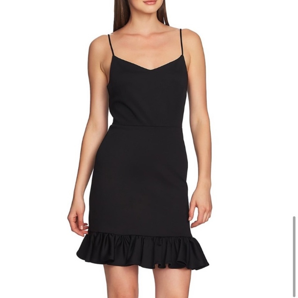 1.State ruffle hem black mini dress size 8